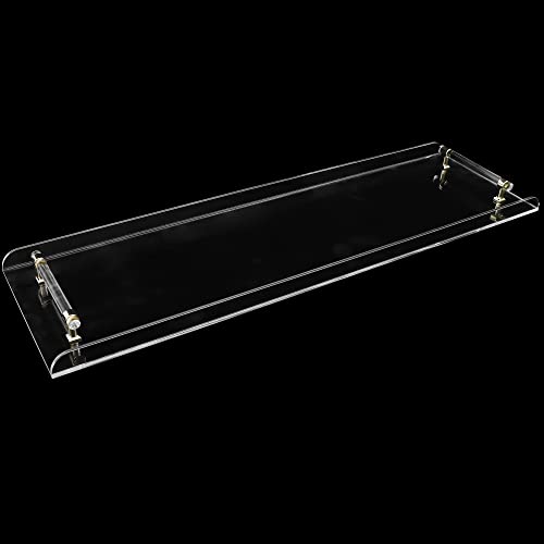 31inch Bathtub Caddy Tray,Gold Handle Clear Bathtub Caddy Tray,Acrylic Bathroom Organizer Shelf Bath tub Table Caddy Tray