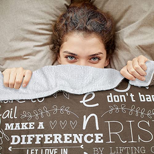 Cozy Covers - Strong Women - Inspirational Words Blanket - Perfect Size 50" x 60" Super Soft Ultra Plush Sherpa Throw for Love, Healing, Positivity and Encouragement (Taupe)