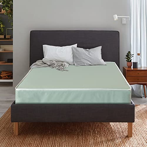 Treaton, Pressure Relieving & Cooling Tight Top Pocket Coil Hybrid Twin Mattress - 8-inch Water Proof Vinyl Medium Firm Mattres, Great for Hospital and Institutional Use, Bed in Box, Green