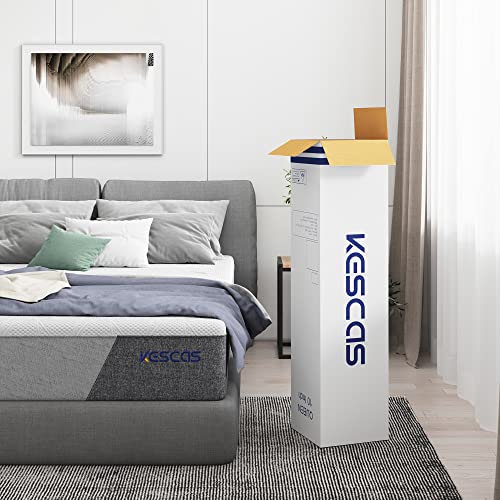 Kescas 12.5 Inch Spring Hybrid Full Mattress -Bamboo Charcoal Cooling Gel Memory Foam, Moisture Wicking Cover, Edge Support - Pocket Innersprings for Motion Isolation - Made in North America