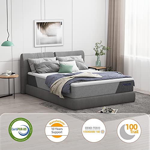 Kescas 12.5 Inch Spring Hybrid Full Mattress -Bamboo Charcoal Cooling Gel Memory Foam, Moisture Wicking Cover, Edge Support - Pocket Innersprings for Motion Isolation - Made in North America