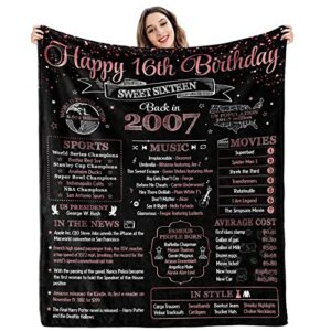 sweet 16 gifts for girls - 16th birthday decorations for girls custom blanket 60"x50" - gifts for 16 year old girl - sweet sixteen gifts for girls - funny personalized blankets for kids - rose