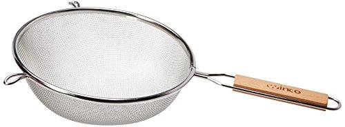 Winco Strainer with Single Fine Mesh, 8-Inch Diameter, Medium, Stainless Steel, Tan