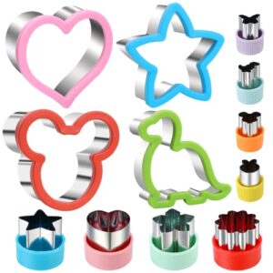 elfkitwang sandwich cookie cutters set, dinosaur,heart,star,mouse,sandwich knife cookie knife vegetable cutter food grade cookie mould.(12pcs)