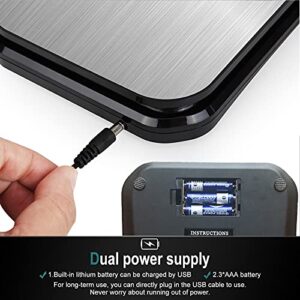 BOMATA Waterproof Food Scale, 0.01oz/0.1g High Precision, 11lb/5kg, Washable, USB Rechargeable, Stainless Steel Weighing Platform, Digital Kitchen Scale for Cooking, Baking, Weight Loss, etc.