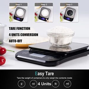 BOMATA Waterproof Food Scale, 0.01oz/0.1g High Precision, 11lb/5kg, Washable, USB Rechargeable, Stainless Steel Weighing Platform, Digital Kitchen Scale for Cooking, Baking, Weight Loss, etc.