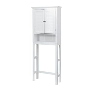 glitzhome bathroom over-the-toilet space saver storage with shelf and 2-door cabinet, 68" h, white