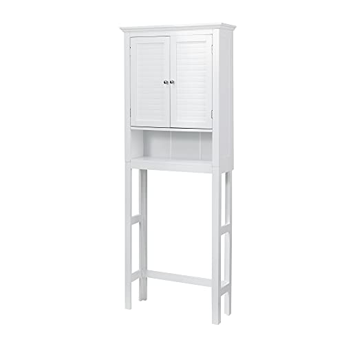 Glitzhome Bathroom Over-The-Toilet Space Saver Storage with Shelf and 2-Door Cabinet, 68" H, White