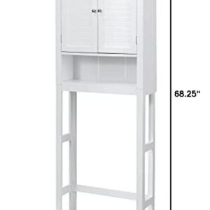 Glitzhome Bathroom Over-The-Toilet Space Saver Storage with Shelf and 2-Door Cabinet, 68" H, White