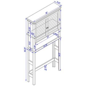 Glitzhome Bathroom Over-The-Toilet Space Saver Storage with Shelf and 2-Door Cabinet, 68" H, White