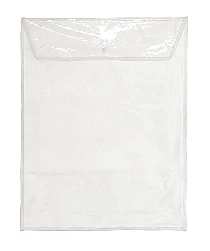 The Clothing Doctor Breathable Cashmere Sweater Storage Bag, Convenient Snap with Flap Closure, Clear Window for Easy Identification, 11"x14", Pack of 6, White