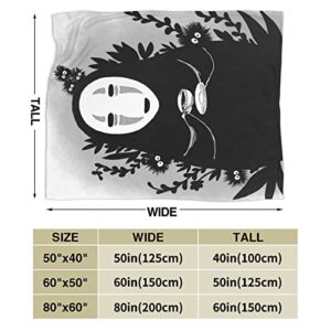 Elegant Large Flannel Blanket,SPI-rit-ed Anime Aw-ay No Face Man Sherpa Fleece Throw Blanket Plush Fluffy Fuzzy Twin Size Bed Blanket No Shedding Travel Blanket for Bedroom 60"x80"