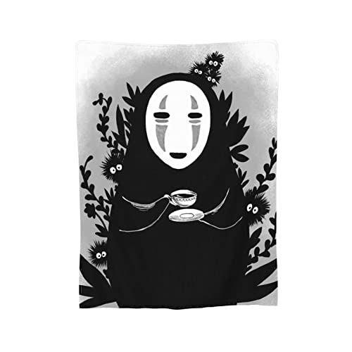 Elegant Large Flannel Blanket,SPI-rit-ed Anime Aw-ay No Face Man Sherpa Fleece Throw Blanket Plush Fluffy Fuzzy Twin Size Bed Blanket No Shedding Travel Blanket for Bedroom 60"x80"