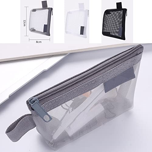 NUTSE 2023 New Portable Mesh Storage Bag, 6 Pieces Mesh Zipper Pouch, Mini Mesh Pouch Coin Purse, Multi-Purpose Small Storage Bag for Home Office Travel Accessories Organizer (White)