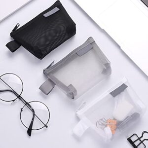 NUTSE 2023 New Portable Mesh Storage Bag, 6 Pieces Mesh Zipper Pouch, Mini Mesh Pouch Coin Purse, Multi-Purpose Small Storage Bag for Home Office Travel Accessories Organizer (White)