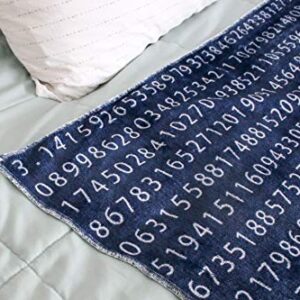 Pi Day Blanket | 4000+ Digits Pi Blanket | Pi Day Gift | Math Gift | Math Throw Blanket (Navy)