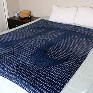 Pi Day Blanket | 4000+ Digits Pi Blanket | Pi Day Gift | Math Gift | Math Throw Blanket (Navy)