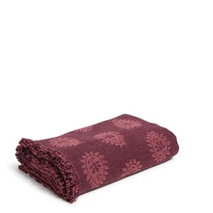 vera bradley women's recycled cotton indoor/outdoor throw blanket, paisley jamboree cranberry - recycled cotton, one size