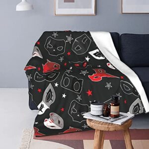 ultra-soft micro fleece flannel throw blankets,lightweight air conditioning all season fuzzy plush blanket persona 5 masks pattern for bed/couch/sofa/chair/dorm/travel 50"x40"
