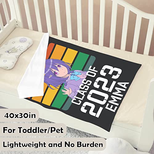 Larerh Personalized Graduation Blanket Gifts 2023, Senior Class of 2023 Anime Custom 60"x80" Throw Graduation Gift for Him & Her, Back to School for Women/Men, Friends, Daughter, Son