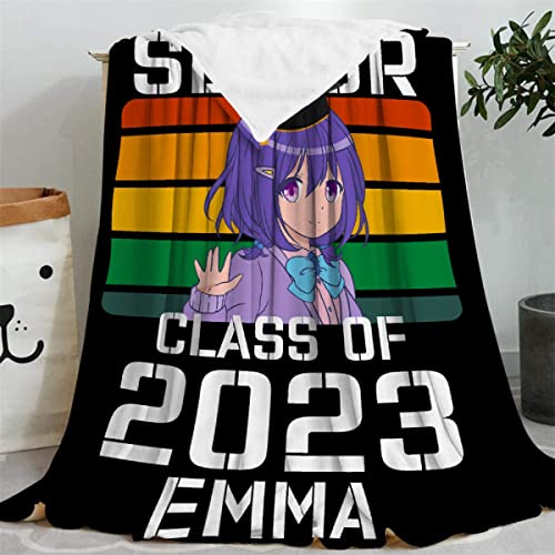 Larerh Personalized Graduation Blanket Gifts 2023, Senior Class of 2023 Anime Custom 60"x80" Throw Graduation Gift for Him & Her, Back to School for Women/Men, Friends, Daughter, Son