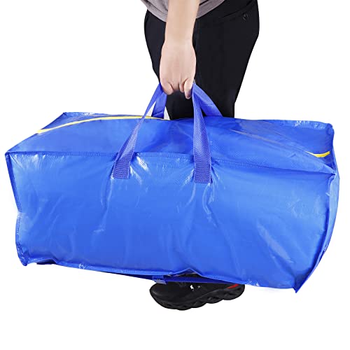 4 Pack Large Moving Bags w Zipper & Handle, Organizer Storage Bag Moving Bags Tote for Clothing,College Moving Bag, Storage Bag Shopping Travel Laundry Tote, College Dorm Room Essentials, Clothes Storage Bins Compatible with Frakta Cart