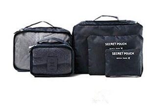 king&pig 6pcs travel organizer pouches waterproof luggage clothing finishing bag (navy blue)