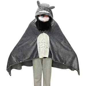 kinomoto anime hooded cloak flannel cape hoodies for sleep nap blanket grey