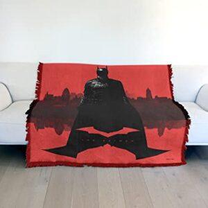 LOGOVISION The Batman (2022) Blanket, 50"x60" The Batman Gotham Mirrored Woven Tapestry Cotton Blend Fringed Throw