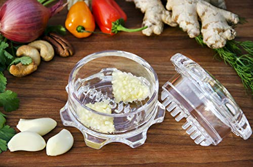 Ginger Twister 3rd Gen - For Garlic / Herb / Nuts, Garlic Press Kitchen Mincer and Grinder, Easy to Clean! (Clear) by NexTrend