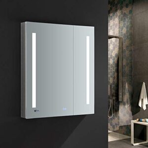 Fresca Tiempo 30" Wide x 36" Tall Bathroom Medicine Cabinet w/LED Lighting & Defogger