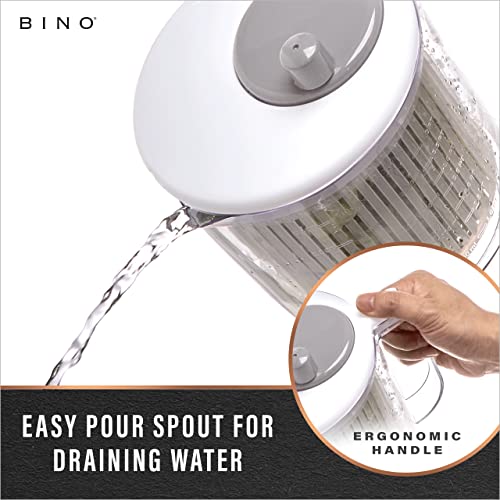 BINO | Salad Spinner - 2.6 Qt | Small Manual Lettuce Spinner with Built-in Draining System | Salad Spinner, Colander, and Water Pitcher in One | Fruit & Vegetable Basket Colander | Kitchen Gadgets