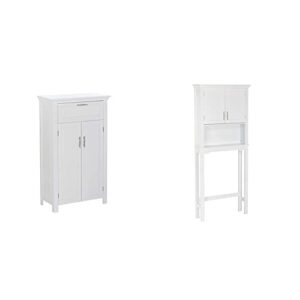 riverridge somerset two-door floor cabinet, white & white somerset bathroom over the toilet storage spacesaver with open shelf and two doors