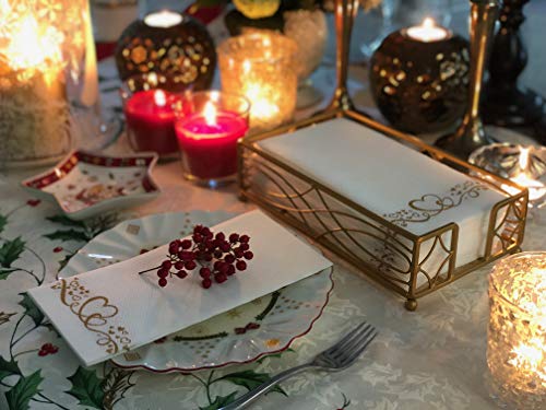 Chez JuJu Gold Elegant Sturdy Guest Napkin Holder | Disposable Paper Hand Towel Storage Tray Caddy | Premium Quality | Bathroom Kitchen Dining Table Wedding Party Hotel Office décor | Indoor Outdoor