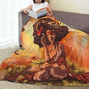 GADZILLE Black Girl Blanket Super Soft Black Women Blanket Velvet Plush Throws Blankets for Couch 60"x80"