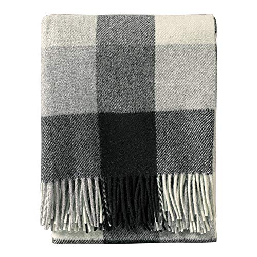 Pendleton, Eco-Wise Washable Wool Throw with Fringe, Black / Ivory