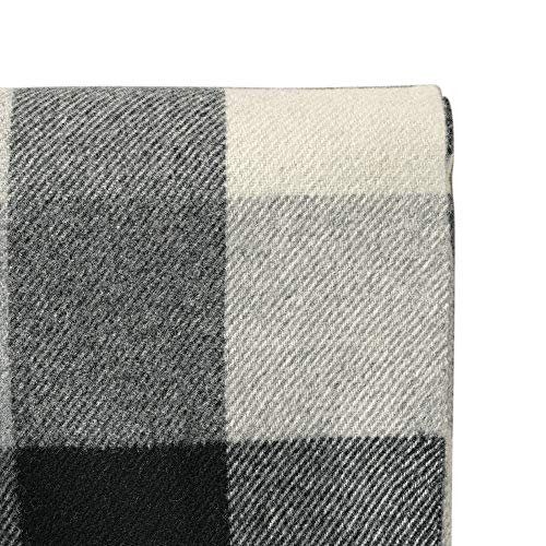 Pendleton, Eco-Wise Washable Wool Throw with Fringe, Black / Ivory