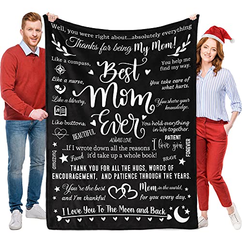 Mom Blankets Gifts for Mothers Day from Daughter Son, Letter Warm Soft Throw Blankets for Mom, Best Mom Ever Blankets, Mom Gifts for Mothers Day, Birthday, Mothers Day Blanket, 50" x 70"