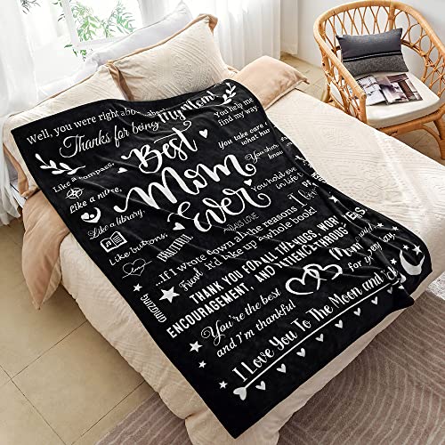 Mom Blankets Gifts for Mothers Day from Daughter Son, Letter Warm Soft Throw Blankets for Mom, Best Mom Ever Blankets, Mom Gifts for Mothers Day, Birthday, Mothers Day Blanket, 50" x 70"