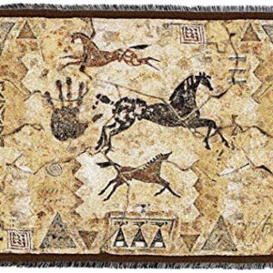 Pure Country Weavers Tlalocs Tribe Blanket by Cecilia Henle - Southwest Cave Rock Art - Gift Tapestry Throw Woven from Cotton - Made in The USA (72x54)