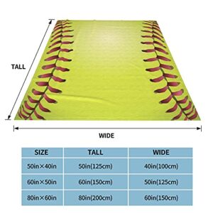 Flannel Softball Blanket for Bed Couch Sofa,Softball Laces Sports Lovers Throw Blanket,Soft Cozy Plush Warm Fuzzy Lightweight Microfiber Fleece Blanket for Adults Teens Kids 50"X40"