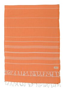 bersuse 100% cotton - anatolia xl throw blanket turkish towel - 61 x 82 inches, orange