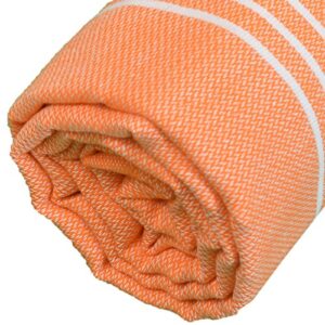 Bersuse 100% Cotton - Anatolia XL Throw Blanket Turkish Towel - 61 x 82 Inches, Orange