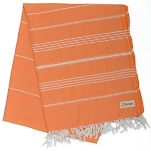 Bersuse 100% Cotton - Anatolia XL Throw Blanket Turkish Towel - 61 x 82 Inches, Orange