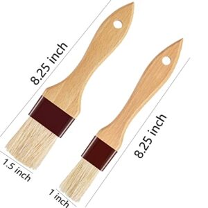 Basting Brush-Pastry Brush,Oil Brush for Cooking,Boar Bristles BBQ Brushes for Grill,Beech Wooden Handle Food Brush for Baking/Spreading Marinade/Sauce/Butter/Egg/Kitchen Baster Brushes(1.5 1 inch)