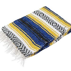 Leos Imports (TM Handmade Classic Mexican Blankets 72"x49" (Blue & Gold)