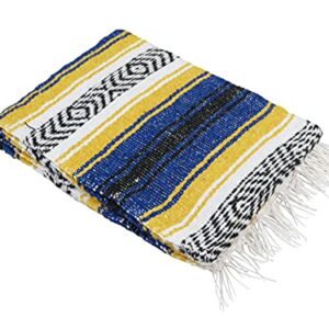 Leos Imports (TM Handmade Classic Mexican Blankets 72"x49" (Blue & Gold)