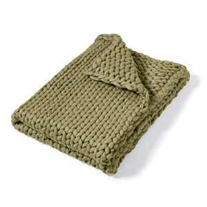 donna sharp throw blanket - chunky knit sage contemporary decorative throw blanket with over-sized loop pattern