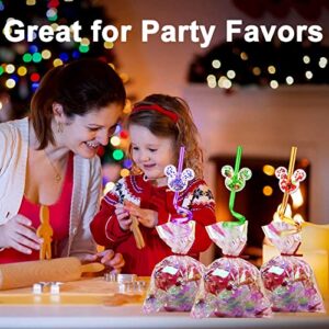 24 Glitter Mouse Ear Party Favors Reusable Drinking Straws 6 Designs Great for Minnie Theme Birthday Party Supplies with 2 Cleaning Brushes