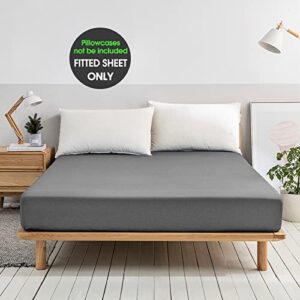 COSMOPLUS Queen Fitted Sheet Only（No Flat Sheet or Pillow Shams）,4 Way Stretch Micro-Knit,Snug Fit,Wrinkle Free,for Standard Mattress and Air Bed Mattress from 8” Up to 14”,Light Hemp Gray